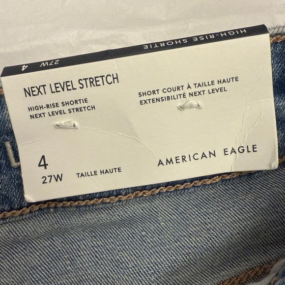American Eagle Next Level Strech Higu Rise Light Blue Jean Shorts Size 4 - Picture 2 of 7